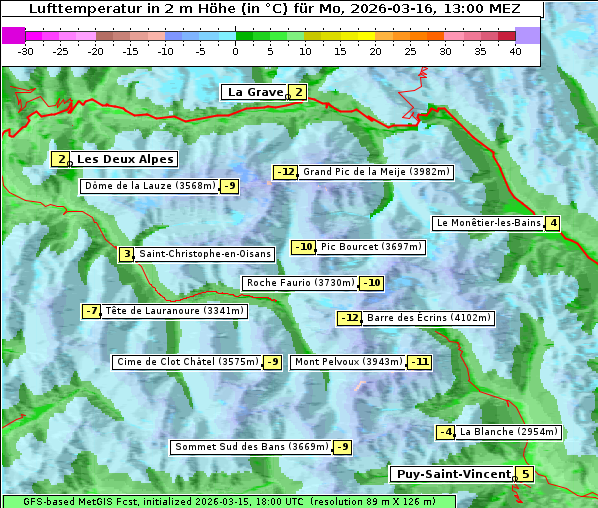 Temperatur, 16. 3. 2026