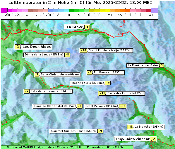 Temperatur, 22. 12. 2025