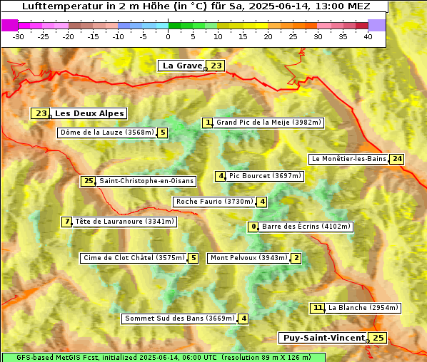 Temperatur, 14. 6. 2025