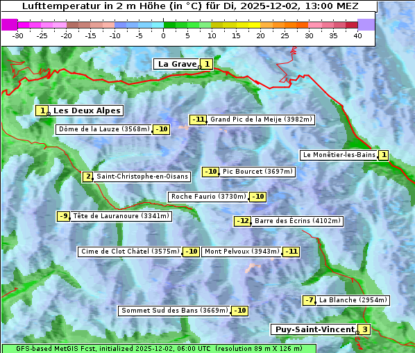 Temperatur, 2. 12. 2025