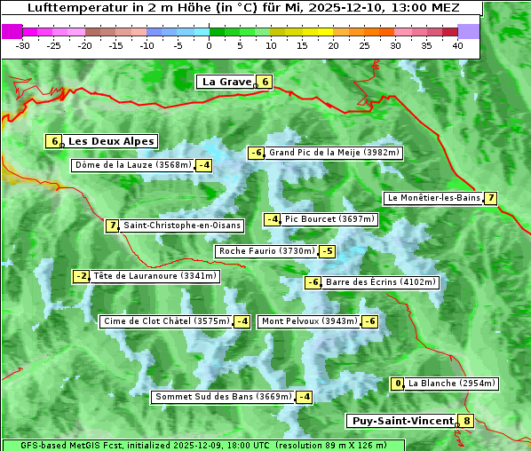 Temperatur, 10. 12. 2025