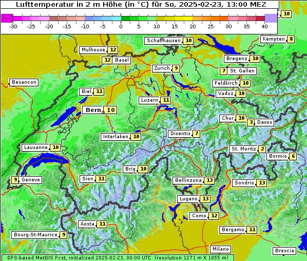 Temperatur, 23. 2. 2025