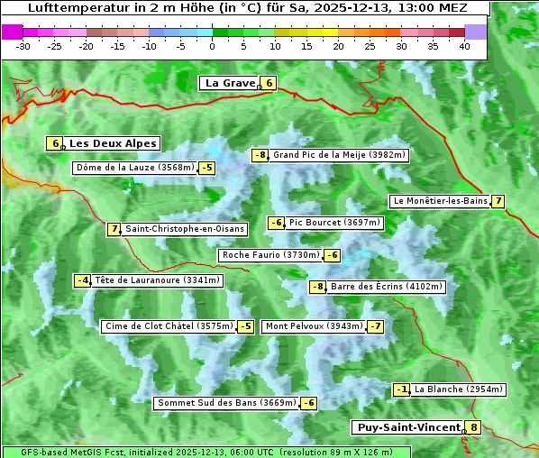 Temperatur, 13. 12. 2025