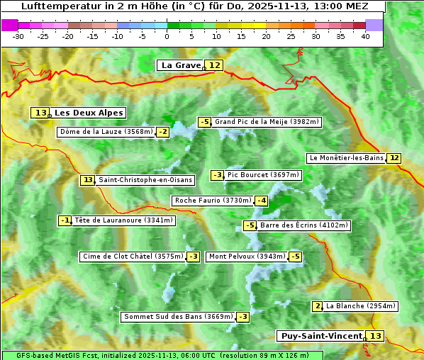 Temperatur, 13. 11. 2025
