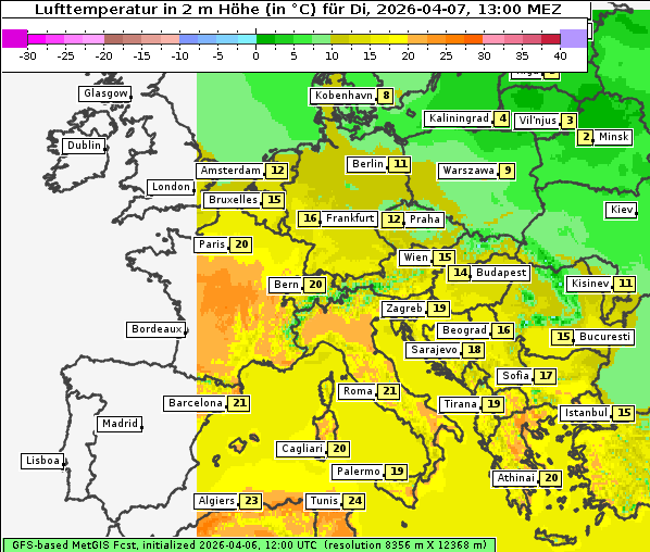 Temperatur, 7. 4. 2026