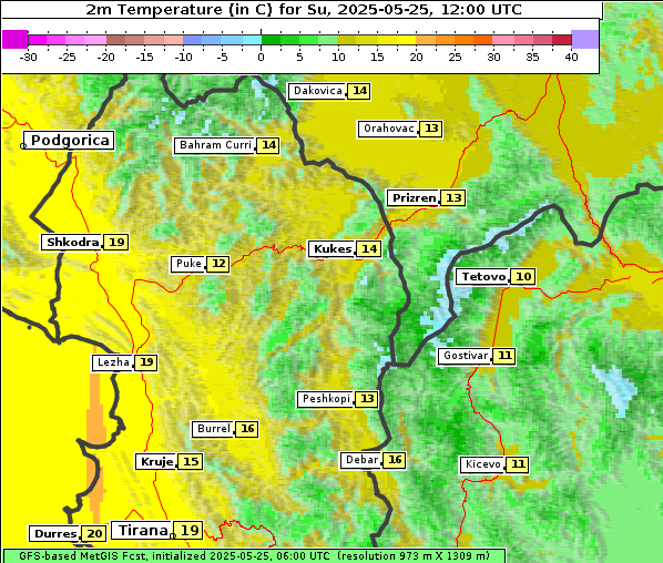 Temperatur, 25. 5. 2025