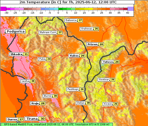 Temperatur, 12. 6. 2025