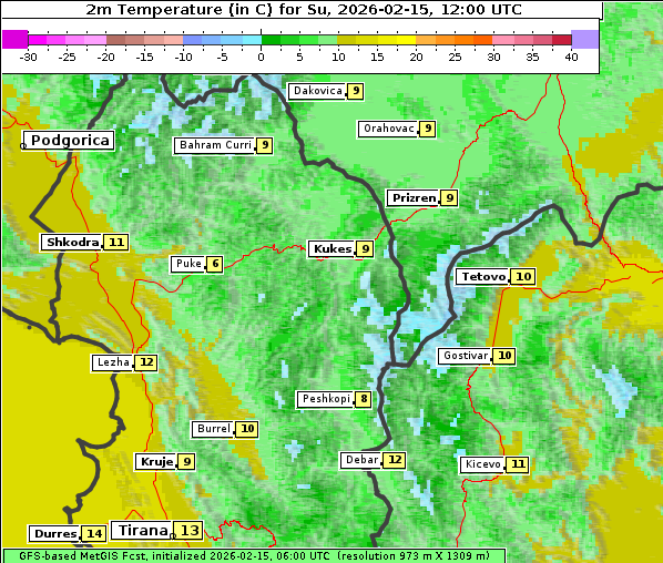 Temperatur, 15. 2. 2026