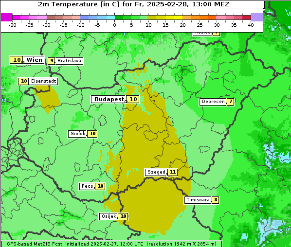 Temperatur, 28. 2. 2025