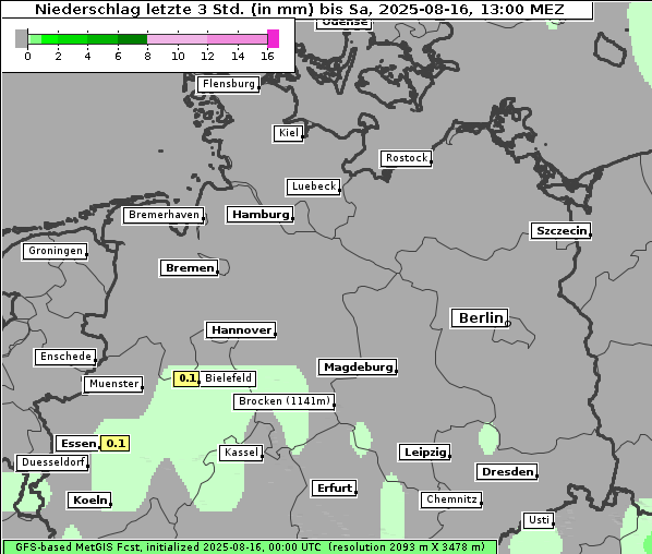 Niederschlag, 16. 8. 2025