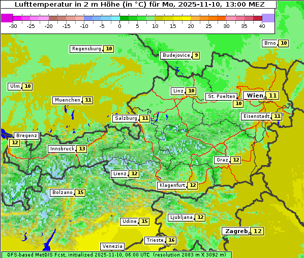 Temperatur, 10. 11. 2025