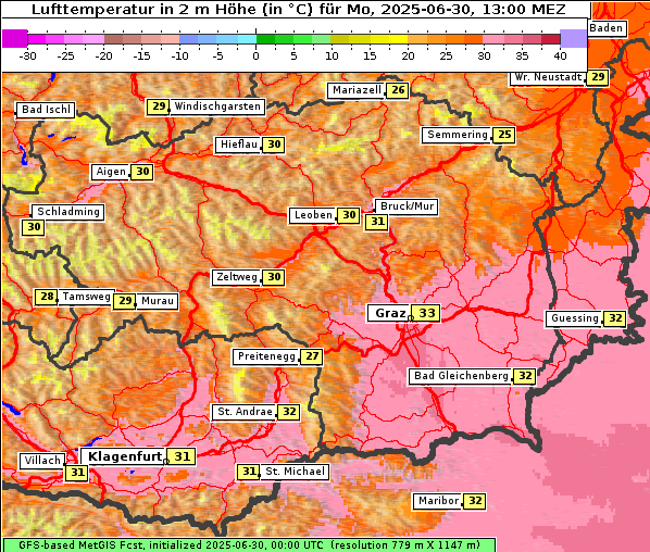 Temperatur, 30. 6. 2025