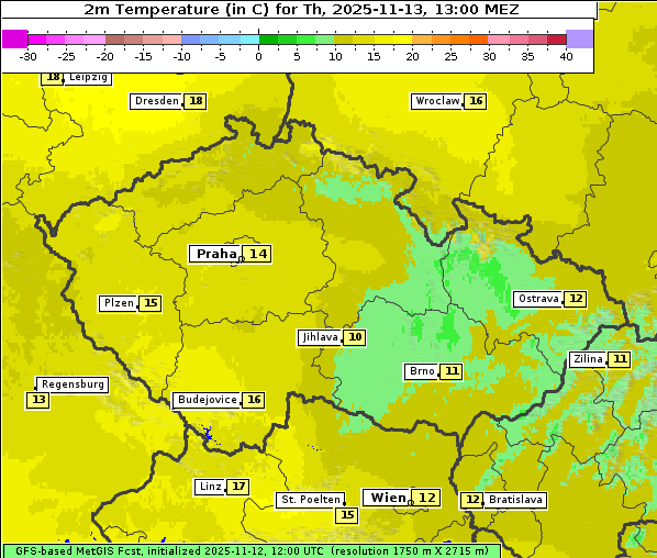 Temperatur, 13. 11. 2025