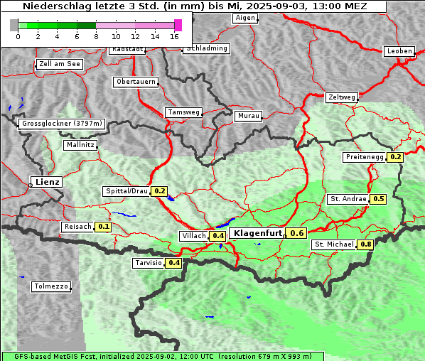 Niederschlag, 3. 9. 2025