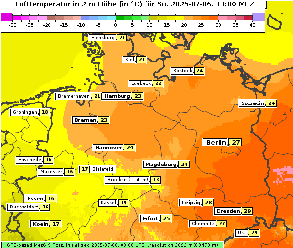 Temperatur, 6. 7. 2025