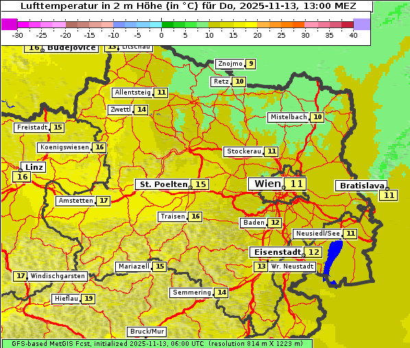 Temperatur, 13. 11. 2025