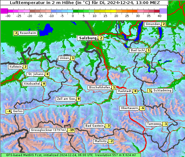 Temperatur, 24. 12. 2024