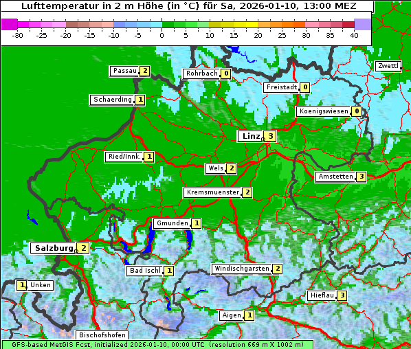 Temperatur, 10. 1. 2026