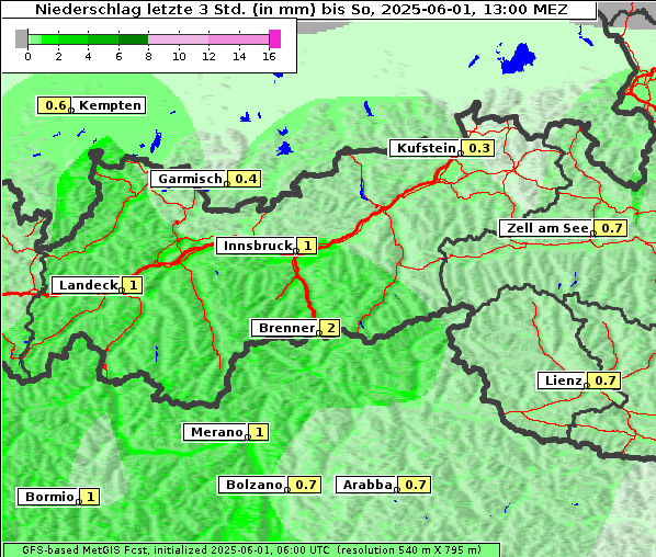 Niederschlag, 1. 6. 2025