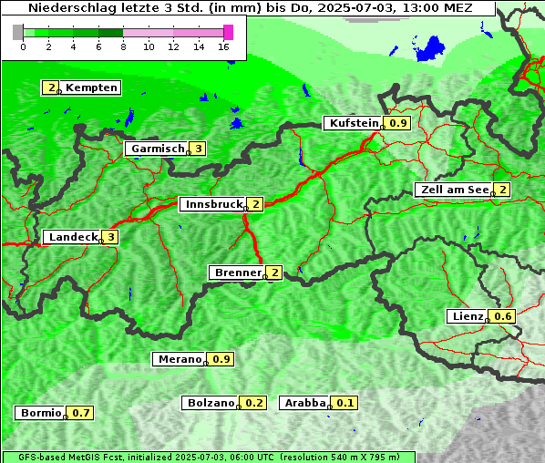 Niederschlag, 3. 7. 2025