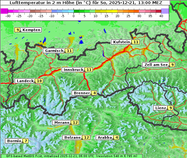 Temperatur, 21. 12. 2025