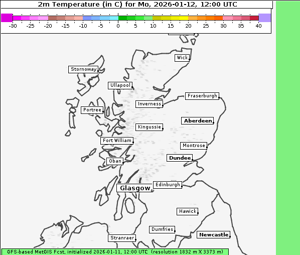 Temperatur, 12. 1. 2026