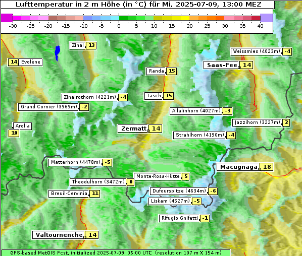 Temperatur, 9. 7. 2025