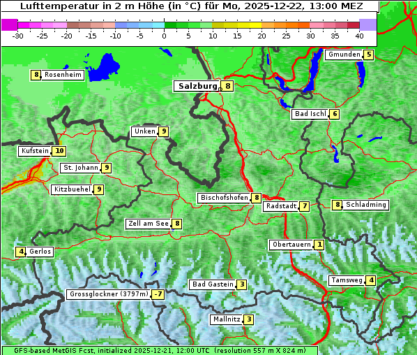 Temperatur, 22. 12. 2025