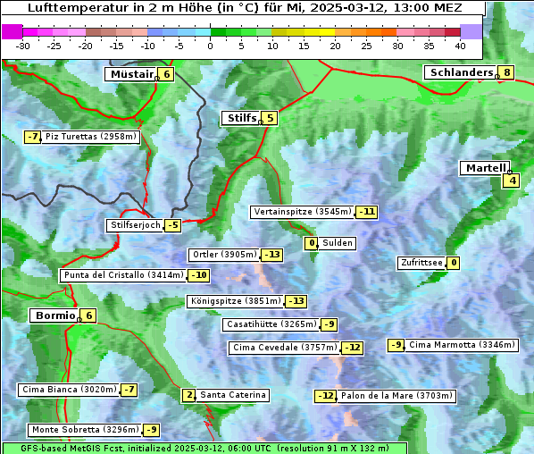 Temperatur, 12. 3. 2025