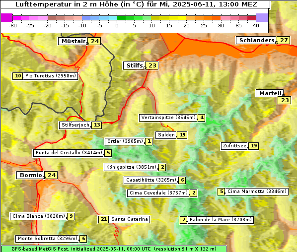 Temperatur, 11. 6. 2025