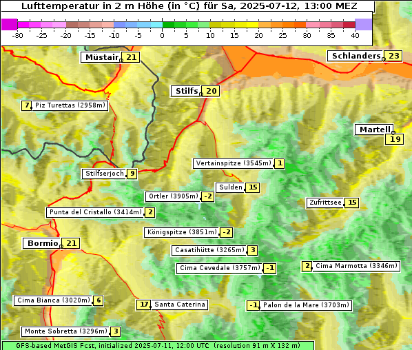 Temperatur, 12. 7. 2025
