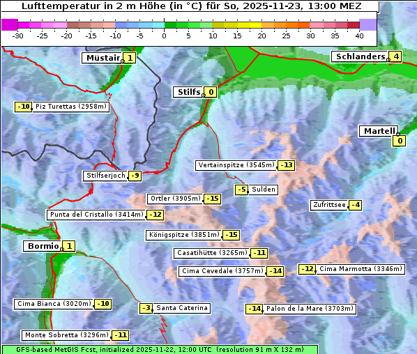 Temperatur, 23. 11. 2025