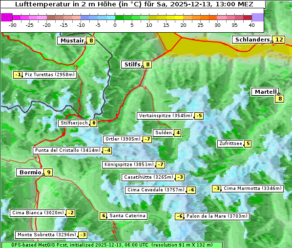 Temperatur, 13. 12. 2025
