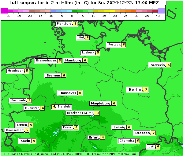 Temperatur, 22. 12. 2024