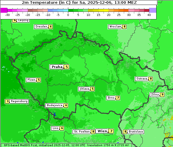 Temperatur, 6. 12. 2025