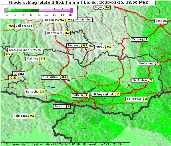 Niederschlag, 16. 3. 2025