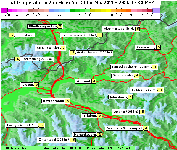 Temperatur, 9. 2. 2026