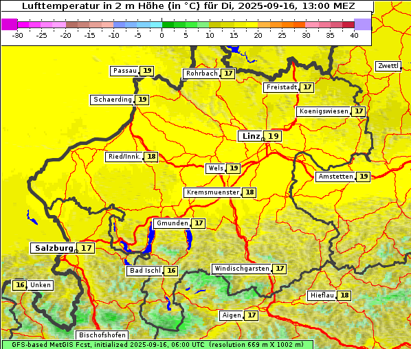 Temperatur, 16. 9. 2025