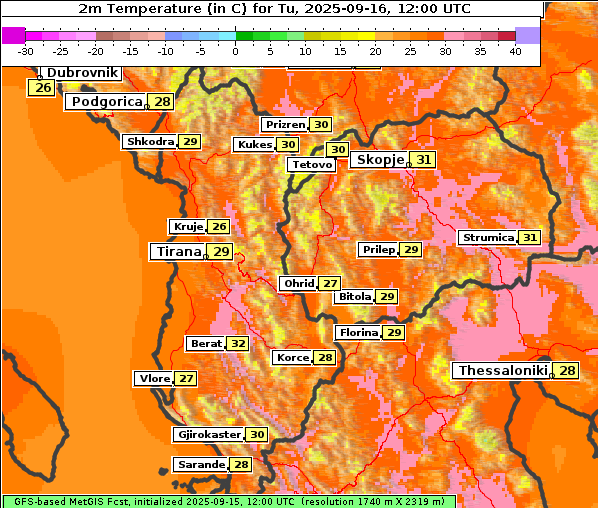 Temperatur, 16. 9. 2025