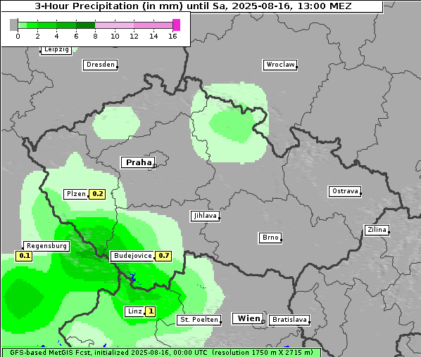 Niederschlag, 16. 8. 2025