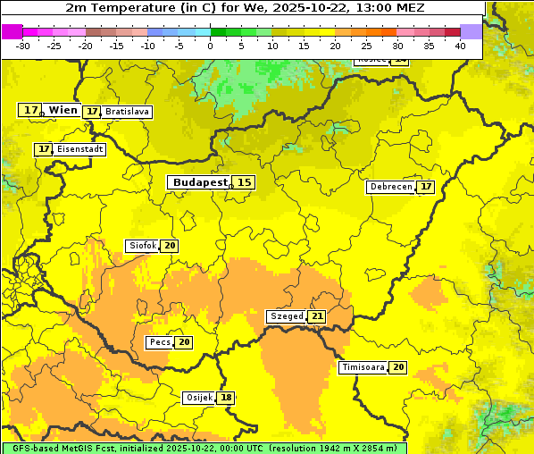 Temperatur, 22. 10. 2025
