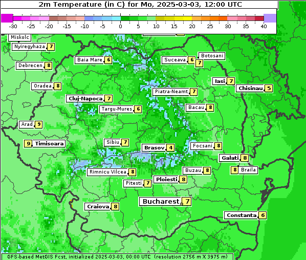 Temperatur, 3. 3. 2025