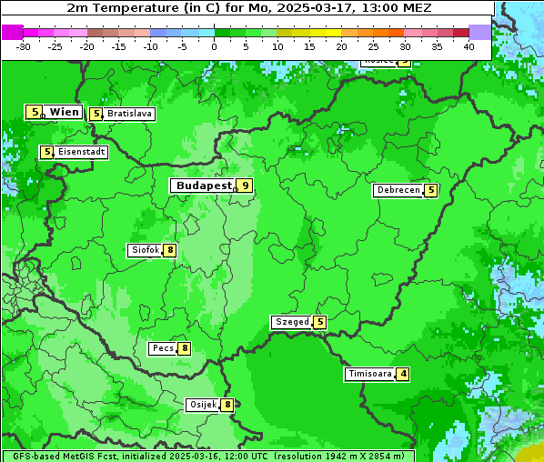 Temperatur, 17. 3. 2025