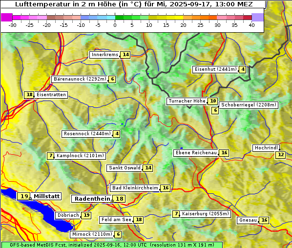 Temperatur, 17. 9. 2025