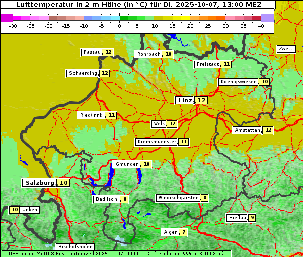 Temperatur, 7. 10. 2025