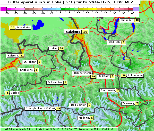 Temperatur, 19. 11. 2024