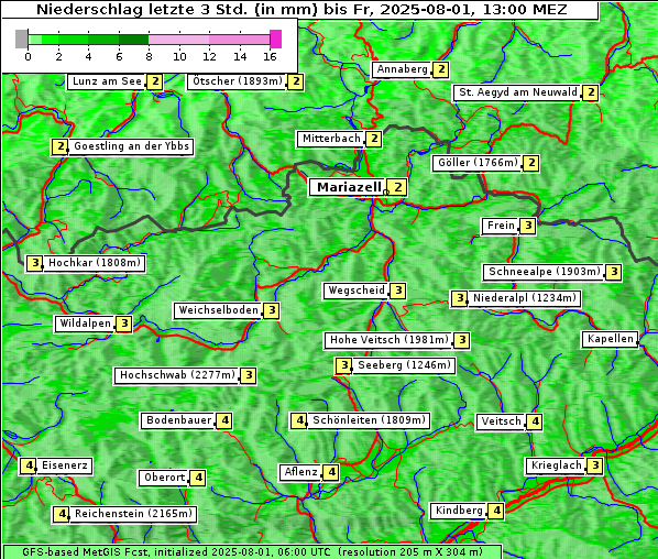 Niederschlag, 1. 8. 2025