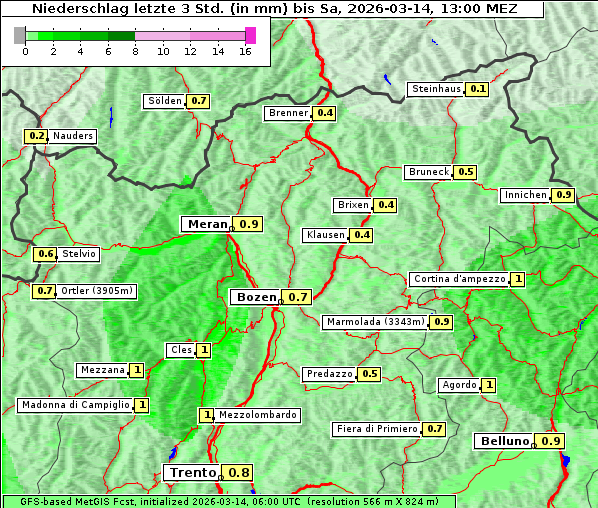 Niederschlag, 14. 3. 2026
