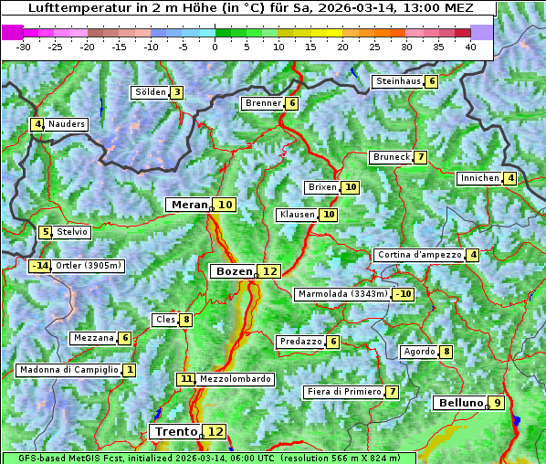 Temperatur, 14. 3. 2026