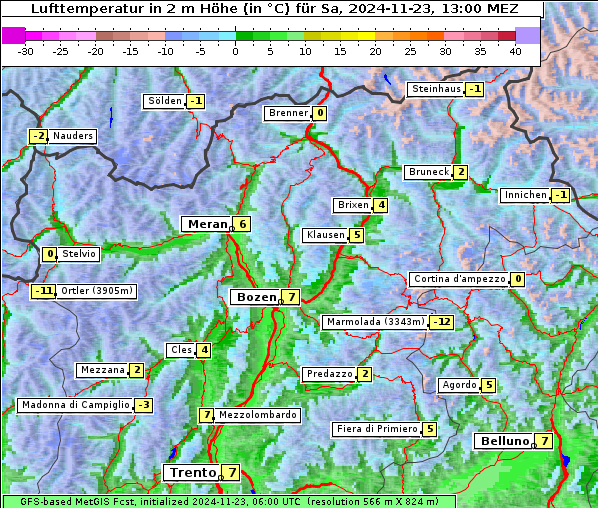 Temperatur, 23. 11. 2024